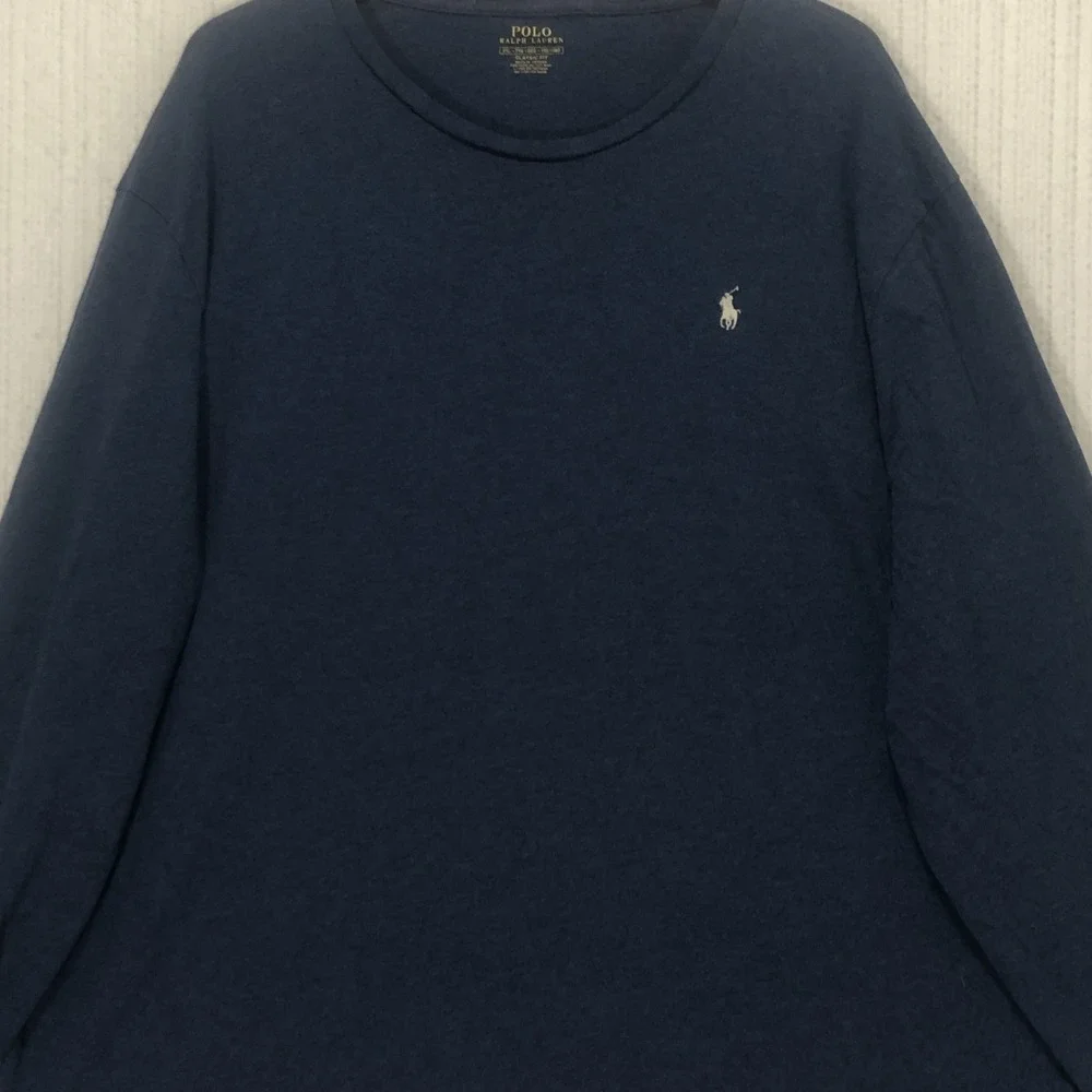 Polo Ralph Lauren Mens XXL Long Sleeve T-Shirt Navy Blue Classic Fit Cotton Pony